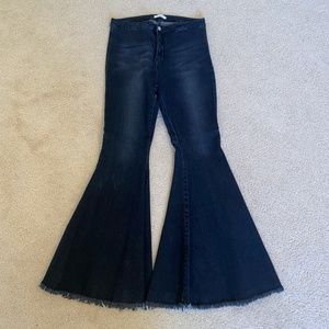 Distressed Black Bell Bottoms